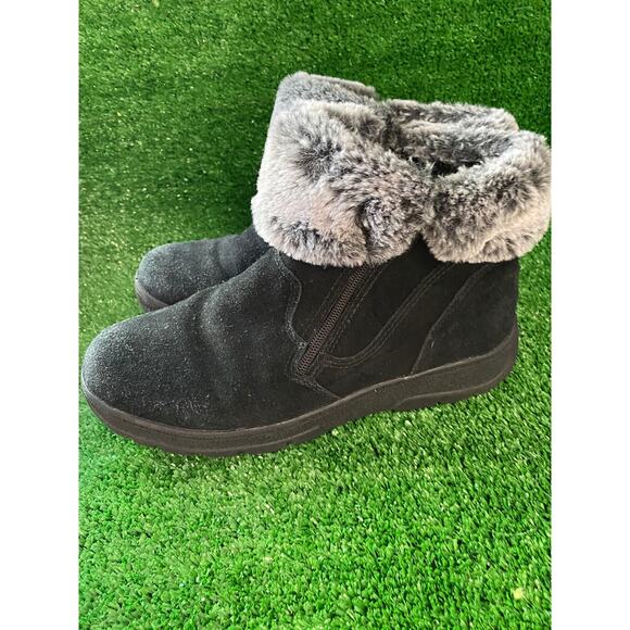 KHOMBU Black Suede Faux Fur Trim Winter Boots Womens Size 9 M - Picture 6 of 7